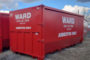 Red asbestos container